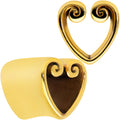 Gold Tone Curled Heart Valentines Day Tunnel Plug Set