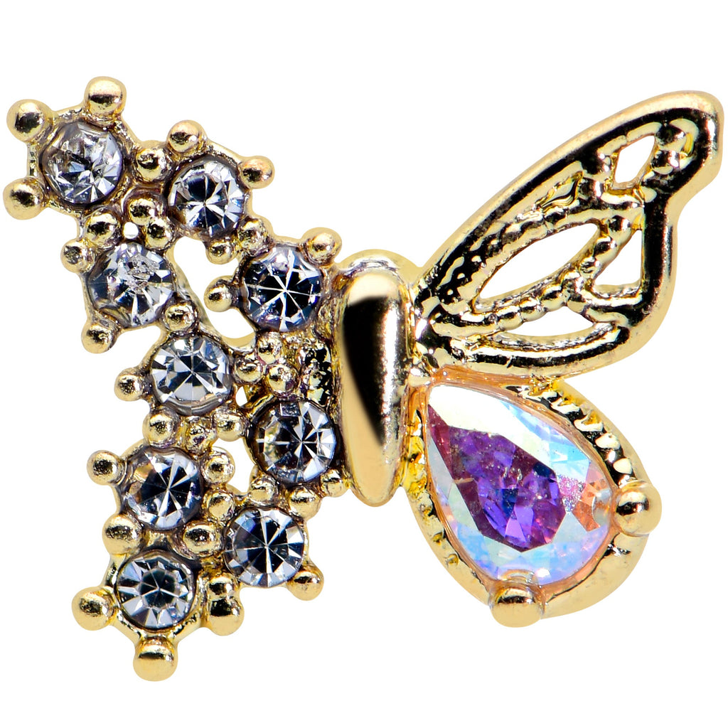 16G 1/4 Clear Aurora Gem Super Glam Butterfly Cartilage Tragus