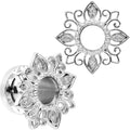Clear Gem Floral Lotus Screw Fit Tunnel Plug Set