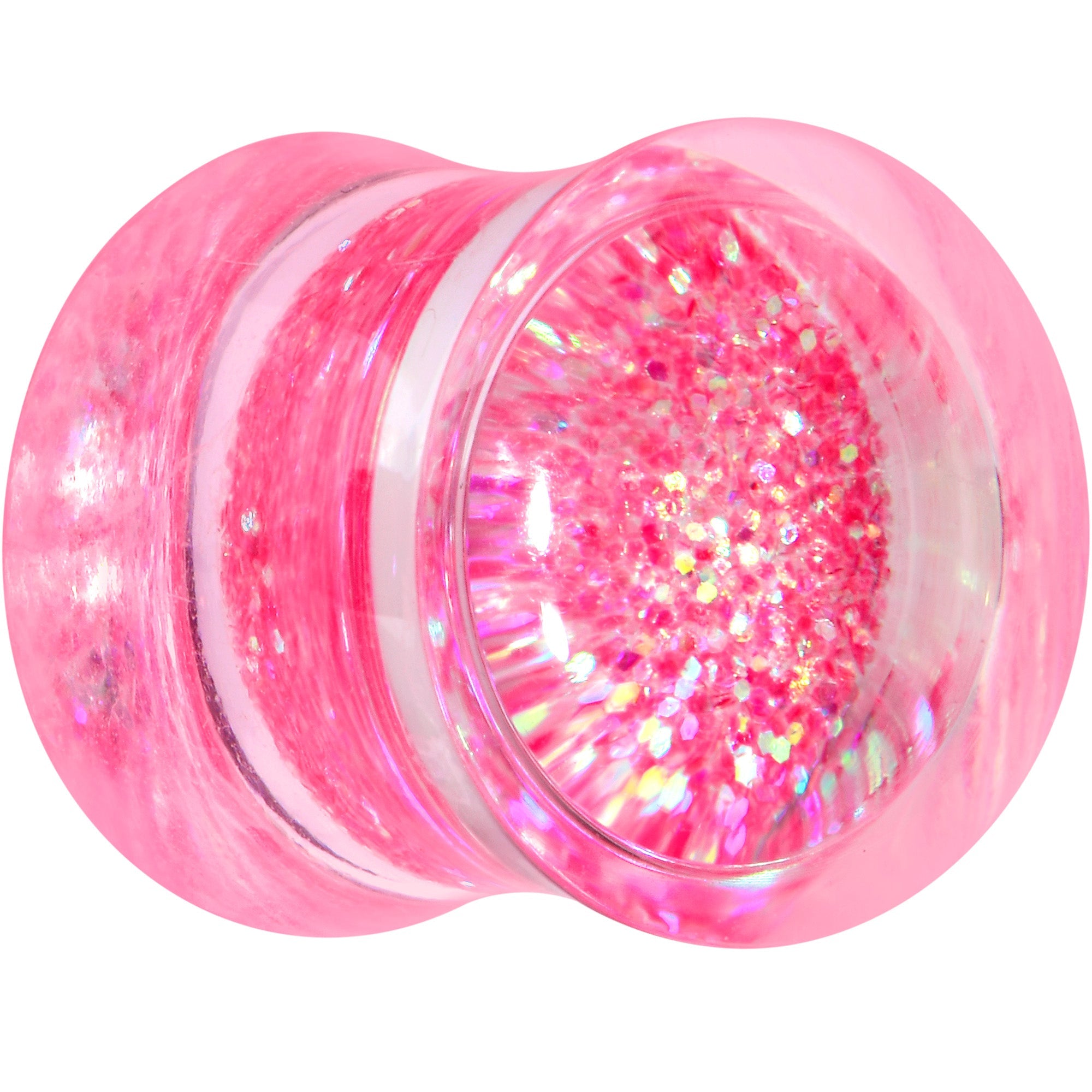 Clear Pink Acrylic Glitter Glam Saddle Plug Set