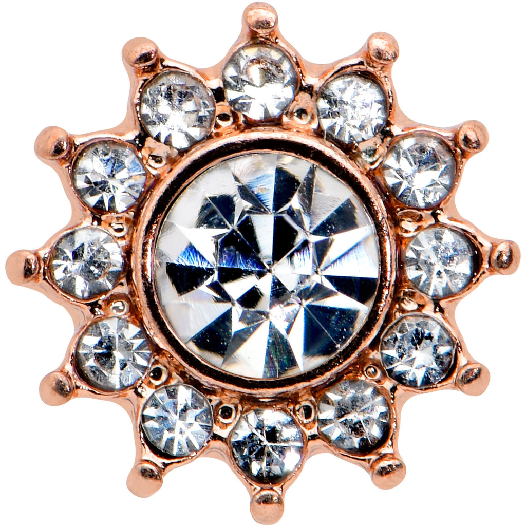 16G 5/16 Clear Gem Rose Gold Hue Stylish Sun Labret Monroe Tragus