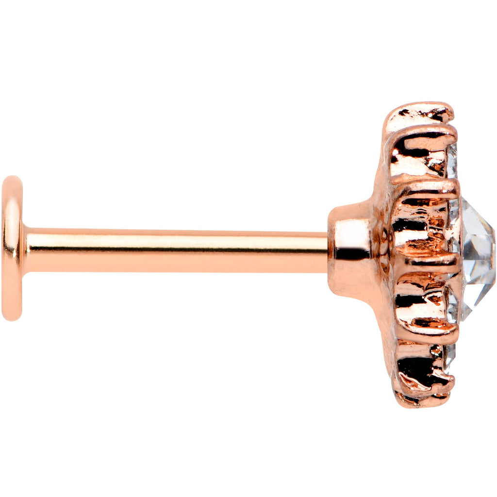 16G 5/16 Clear Gem Rose Gold Hue Stylish Sun Labret Monroe Tragus