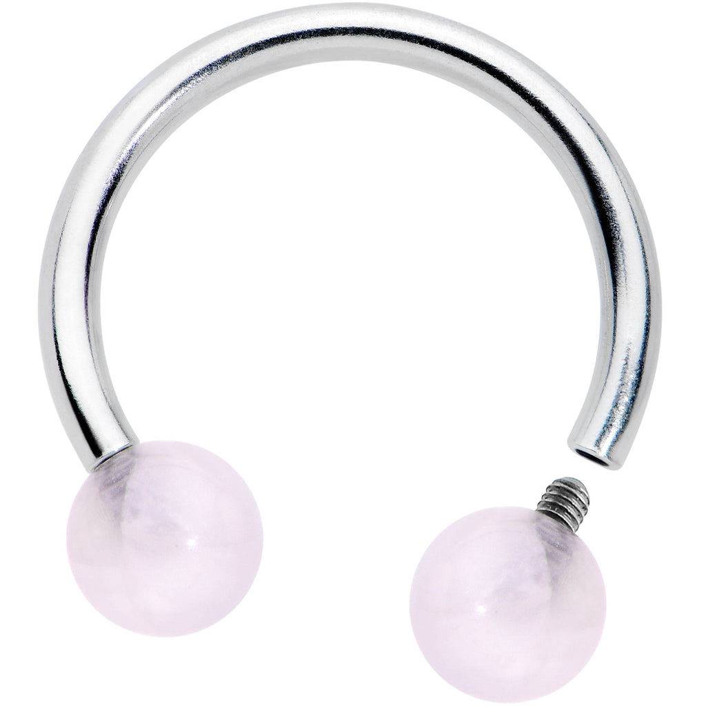 16G 3/8 Pink Stone Ball End Internally Threaded Horseshoe