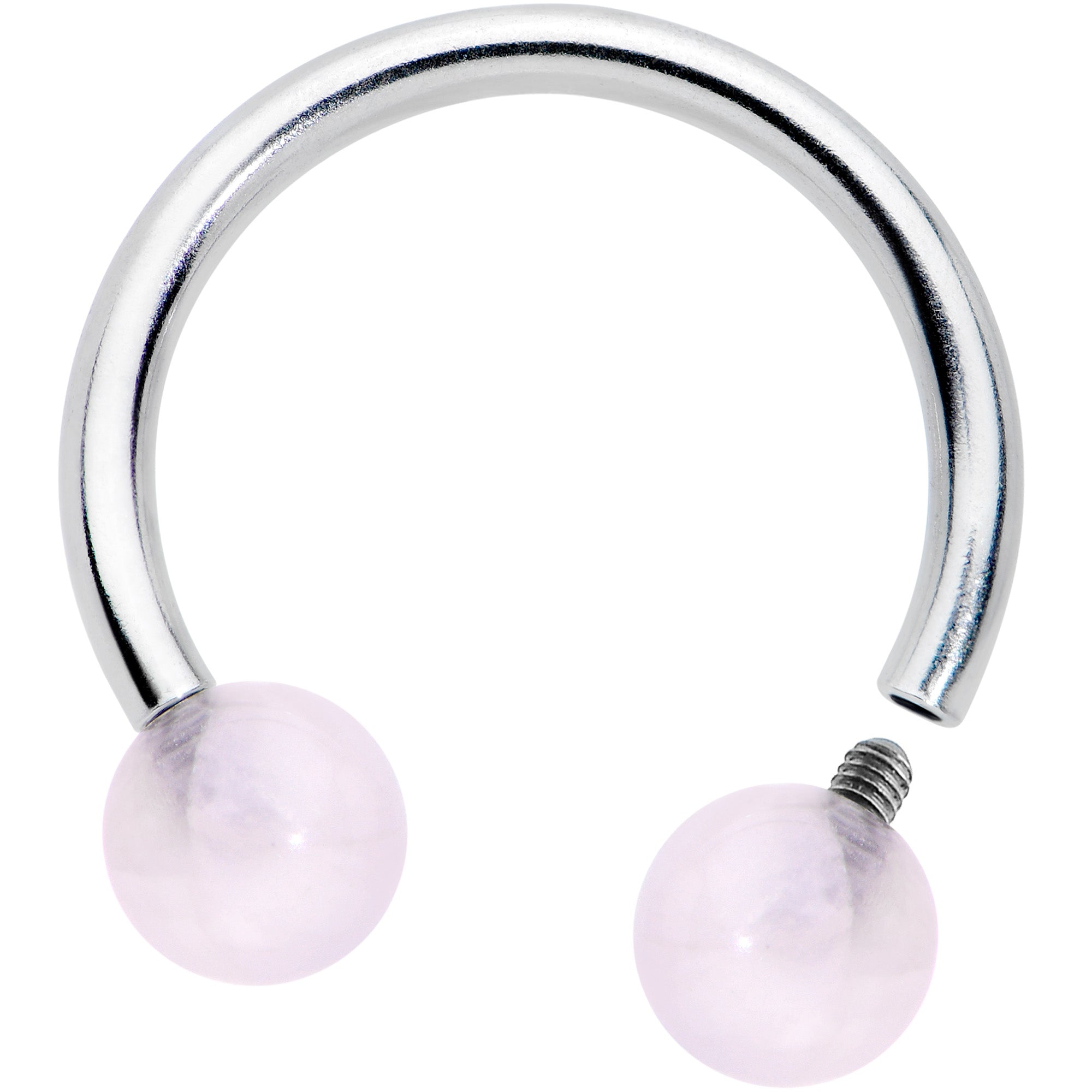 16G 3/8 Pink Stone Ball End Internally Threaded Horseshoe