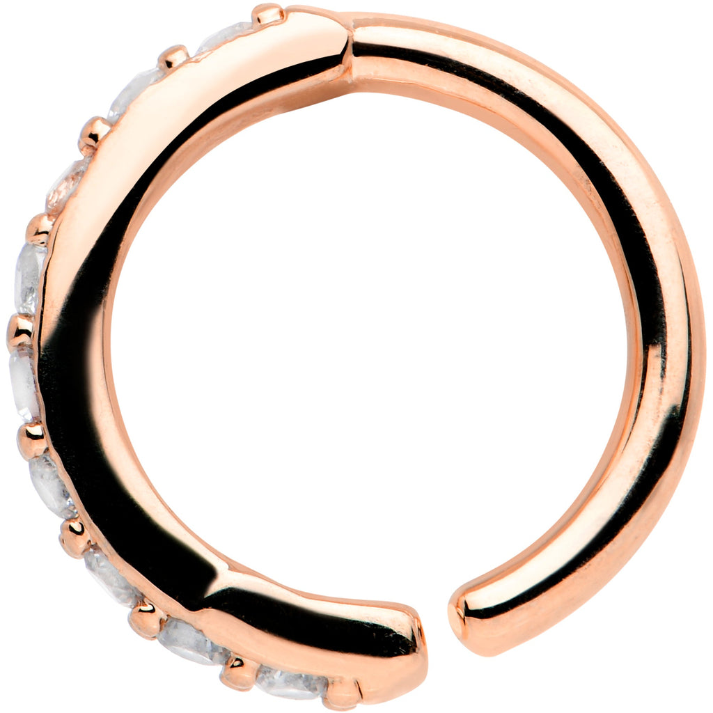 16G 5/16 Clear CZ Gem Rose Gold Tone Forward Facing Closure Ring