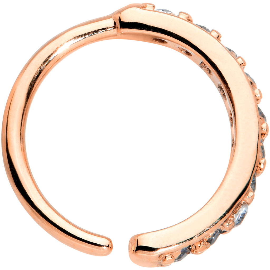 18G 5/16 Clear CZ Gem Rose Gold Tone Forward Facing Closure Ring