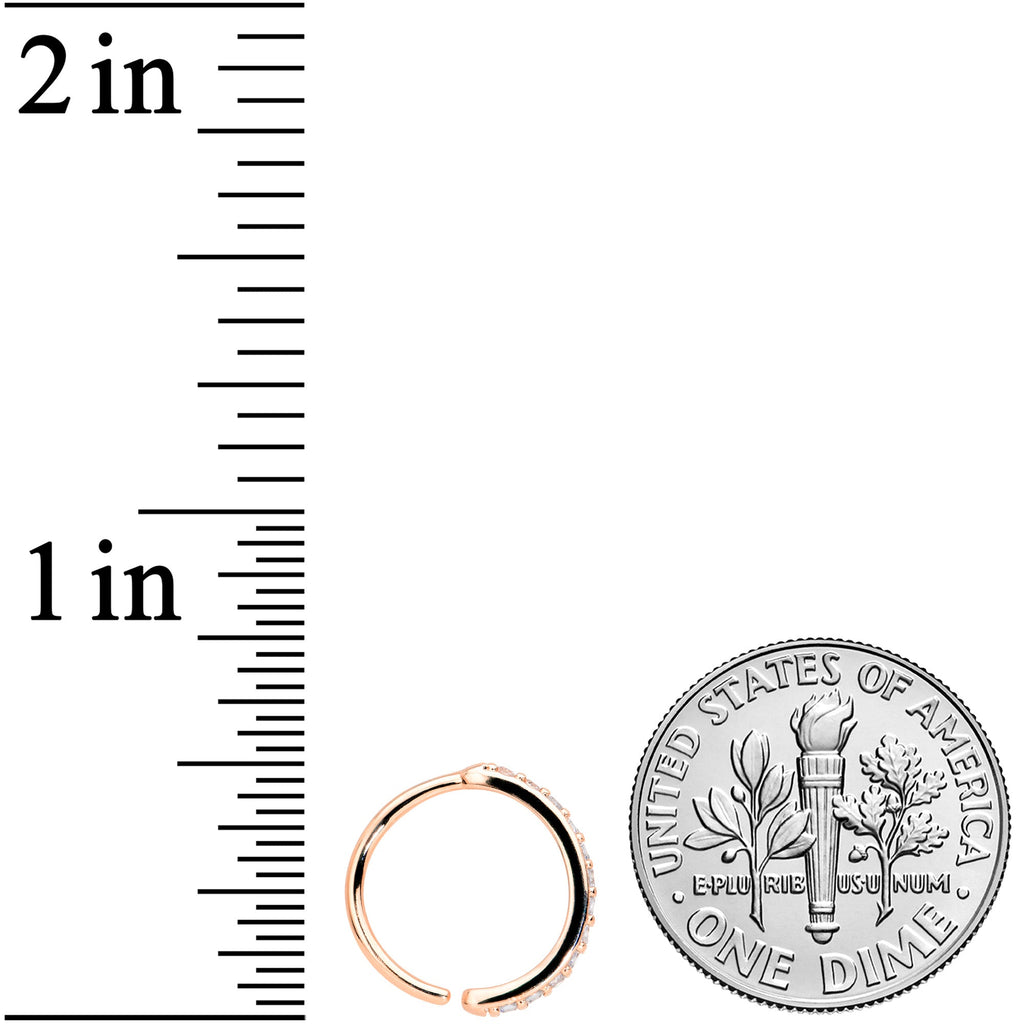 18G 3/8 Clear CZ Gem Rose Gold Tone Forward Facing Closure Ring