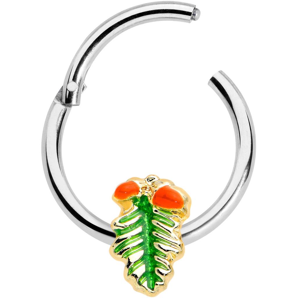 16G 3/8 Acorns Pine Cone Autumn Hinged Segment Ring