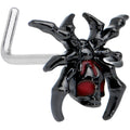 20G 1/4 Red Gem Black Spider Skull Halloween L Shape Nose Ring
