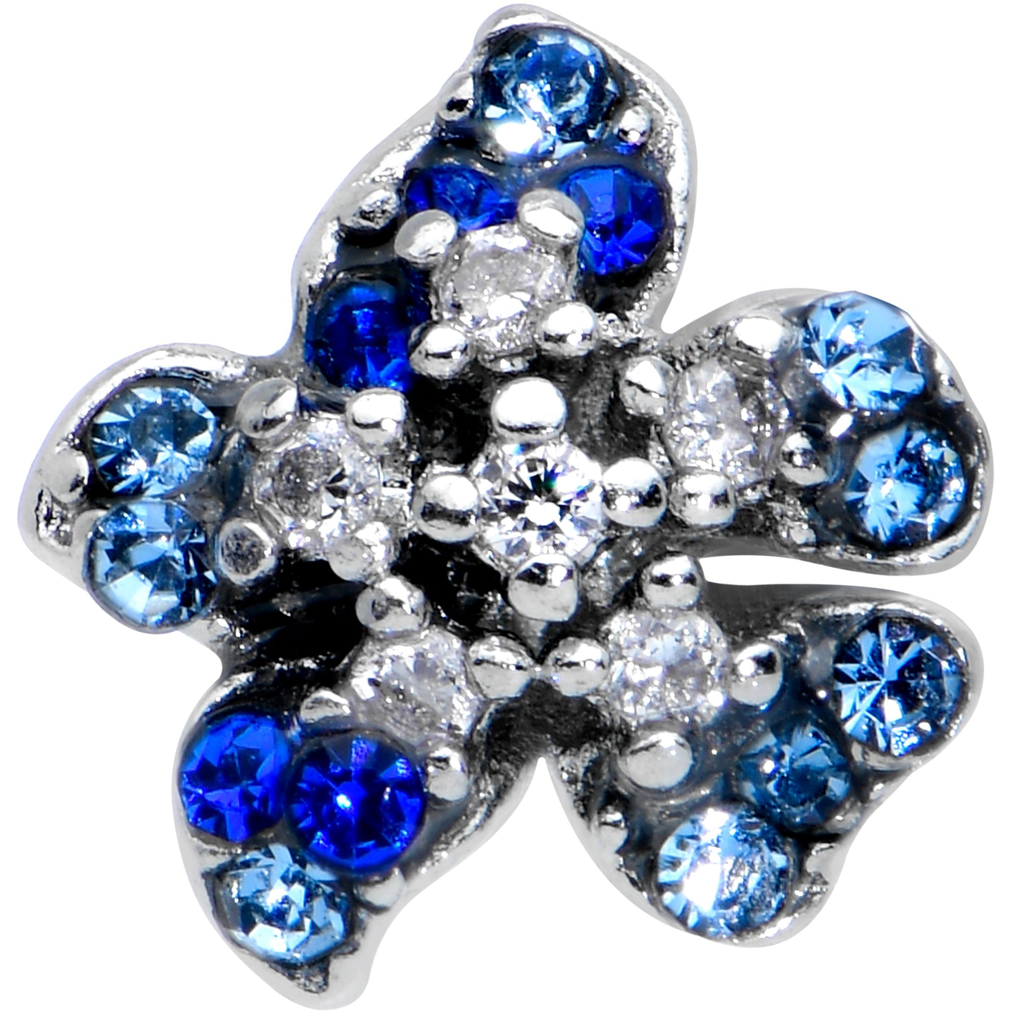 16G 5/16 Clear Blue Gem Evening Flower Labret Monroe Tragus