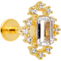 16G 1/4 Clear Gem Gold Tone Regal Rectangle Labret Monroe Tragus