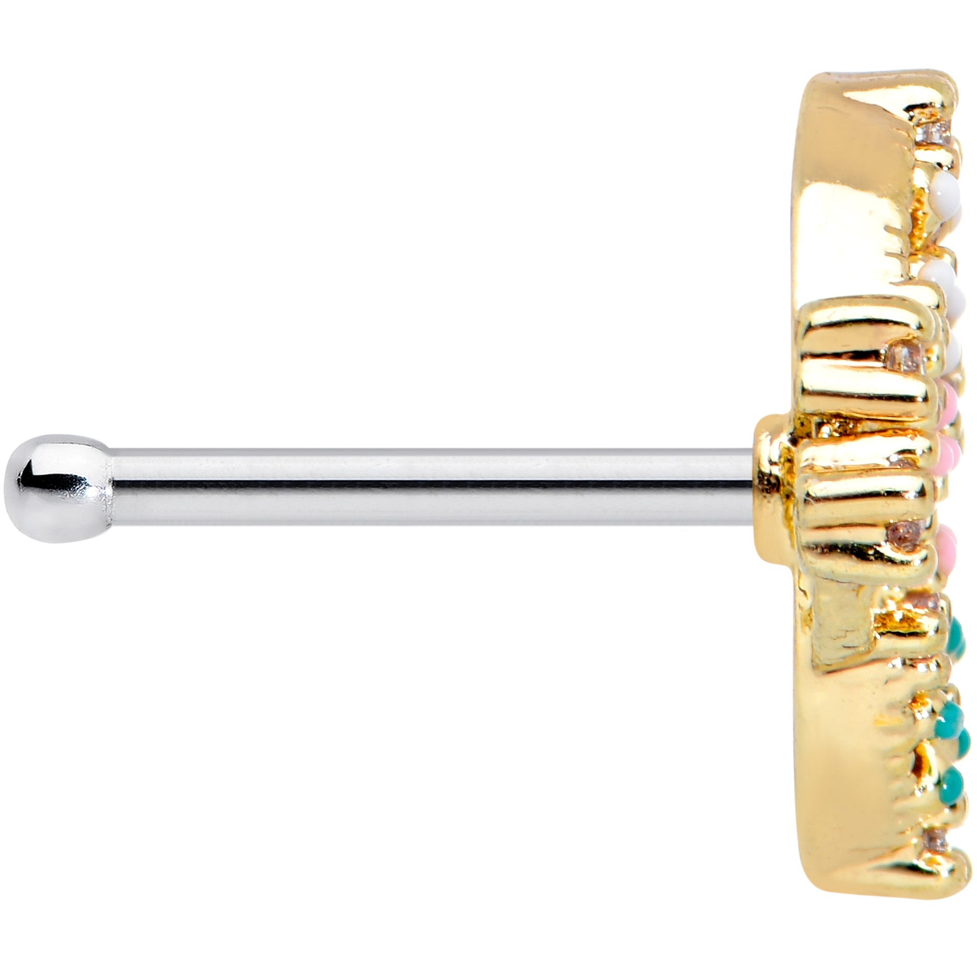 20G 1/4 Clear CZ Gem Gold Tone Abstract Butterfly Nose Bone
