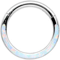 16G 5/16 White Synthetic Opal Bottom Curve Hinged Segment Ring