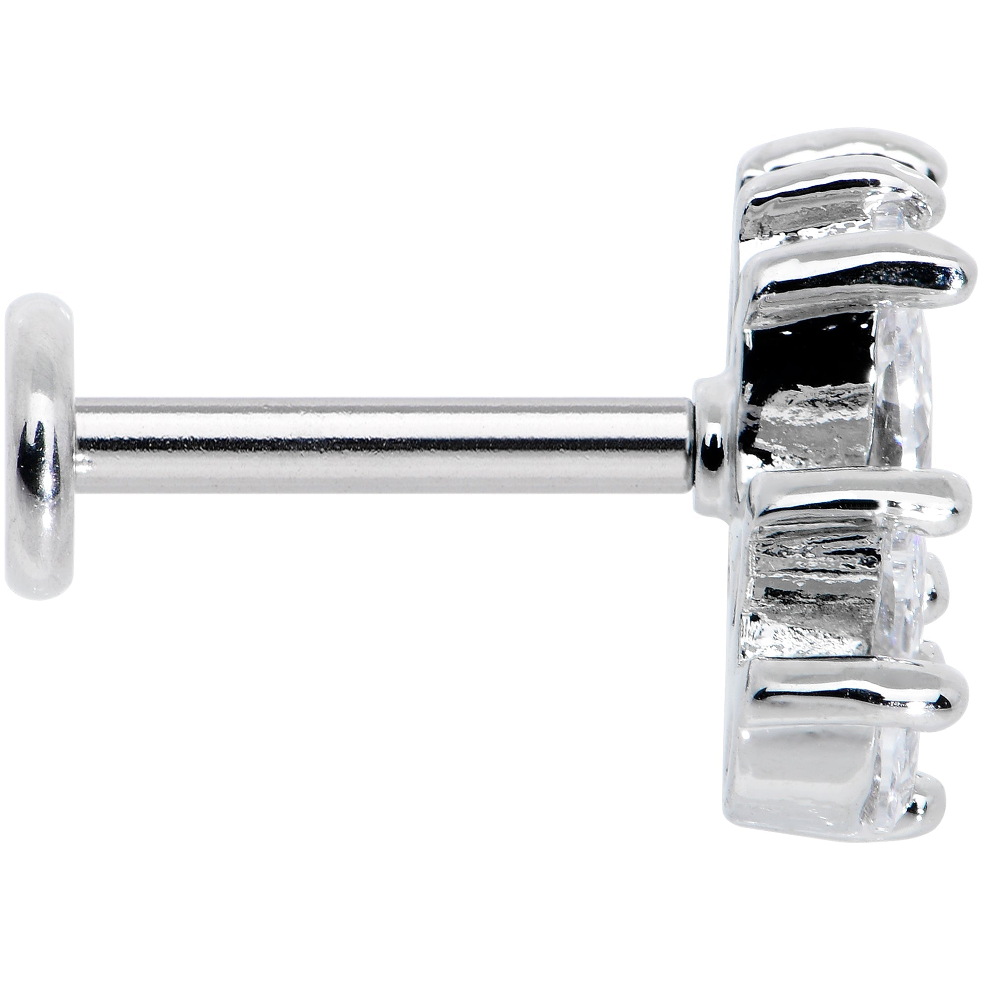 16G 5/16 Clear CZ Gem Fan Internally Thread Labret Monroe Tragus