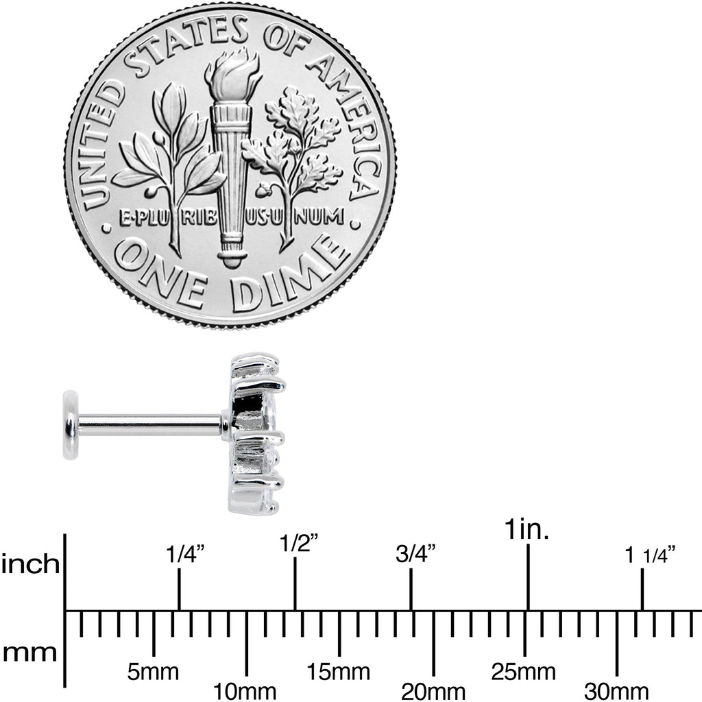 16G 5/16 Clear CZ Gem Fan Internally Thread Labret Monroe Tragus