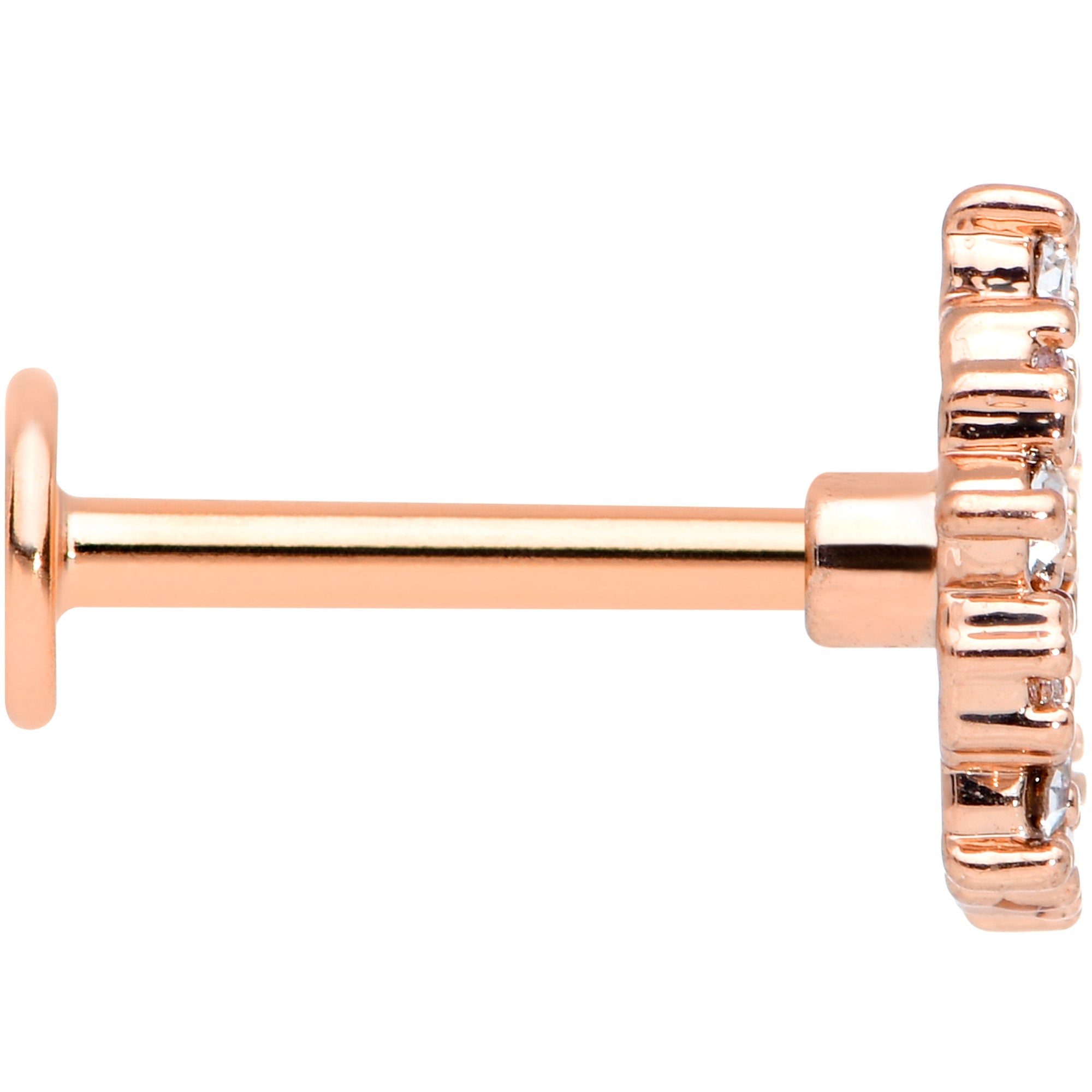 16G 5/16 Clear CZ Gem Rose Gold Tone Geometric Web Labret Tragus