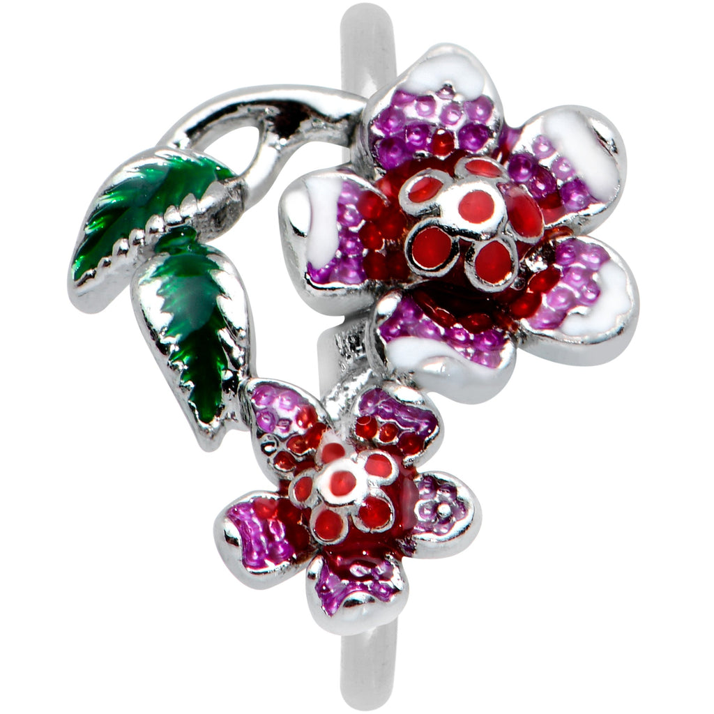 20G 5/16 Red Purple Flower in Flower Nose Hoop