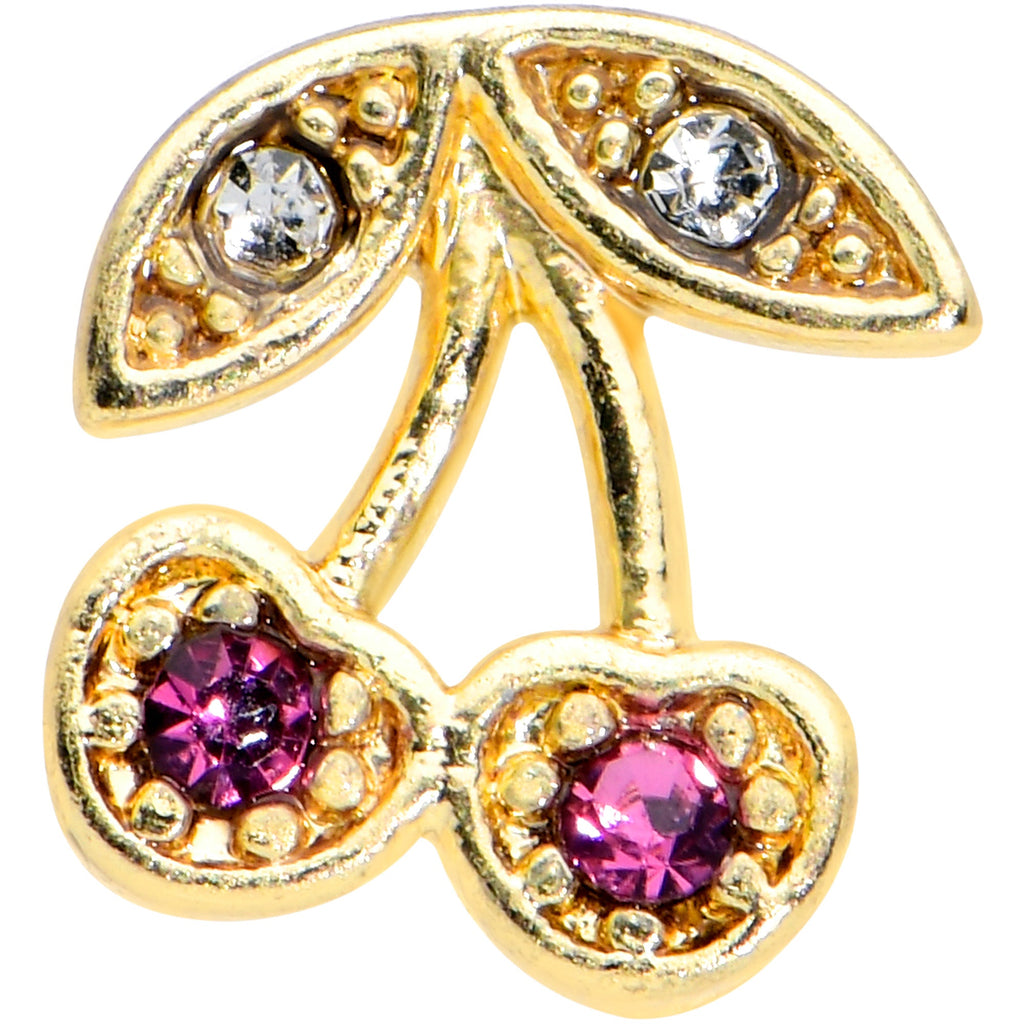 16G 5/16 Clear Purple Gem Gold Tone Very Cherry Labret Tragus