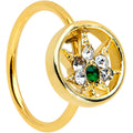 20G 5/16 Green Gem Gold Tone Pot Leaf Circle Nose Hoop