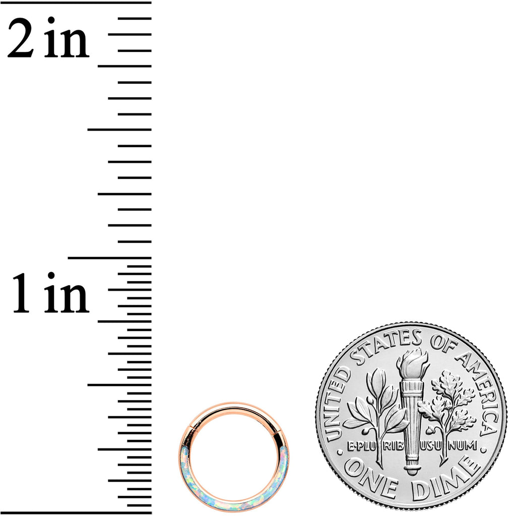 16G 5/16 Synth Opal Rosy Tone Bottom Curve Hinged Segment Ring