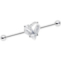 14G Clear Gem Heart Love Valentines Day Industrial Barbell 38mm