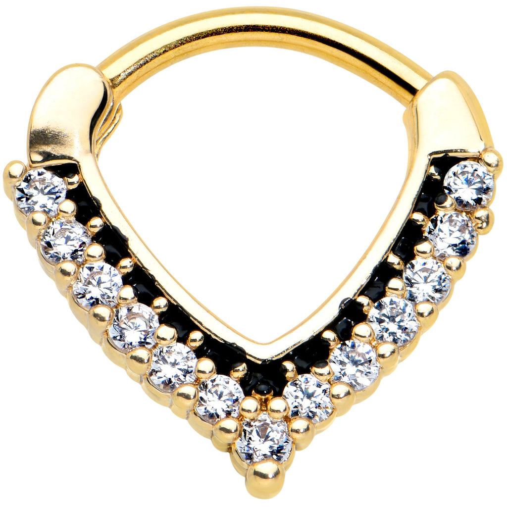 16G 5/16 Clear CZ Gem Gold Tone Classic Chevron Cartilage Clicker