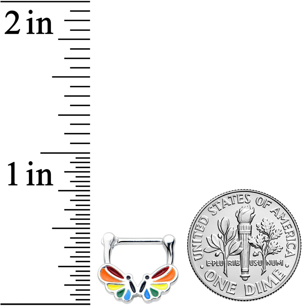 16G 5/16 Pride Rainbow Stripes Butterfly Cartilage Clicker