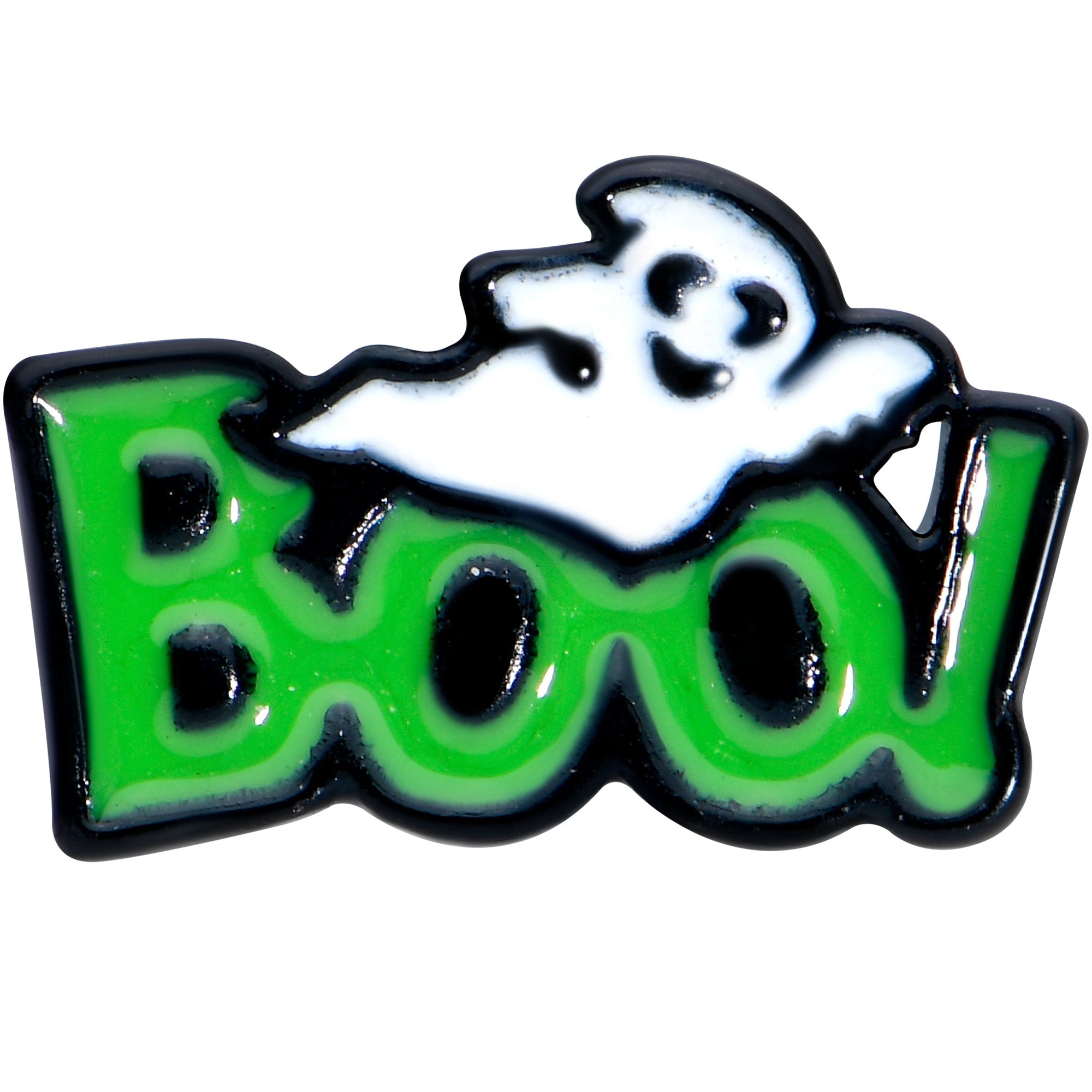 16G 5/16 Black Green Boo Ghost Halloween Labret Monroe Tragus