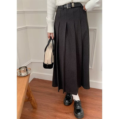 Womens Fashionable Casual Wool Plus-Size Skirt