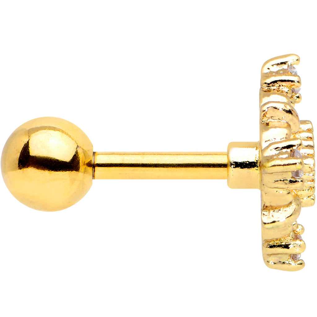 16G 1/4 Green Gem Gold Tone Noble Square Cartilage Tragus Earring