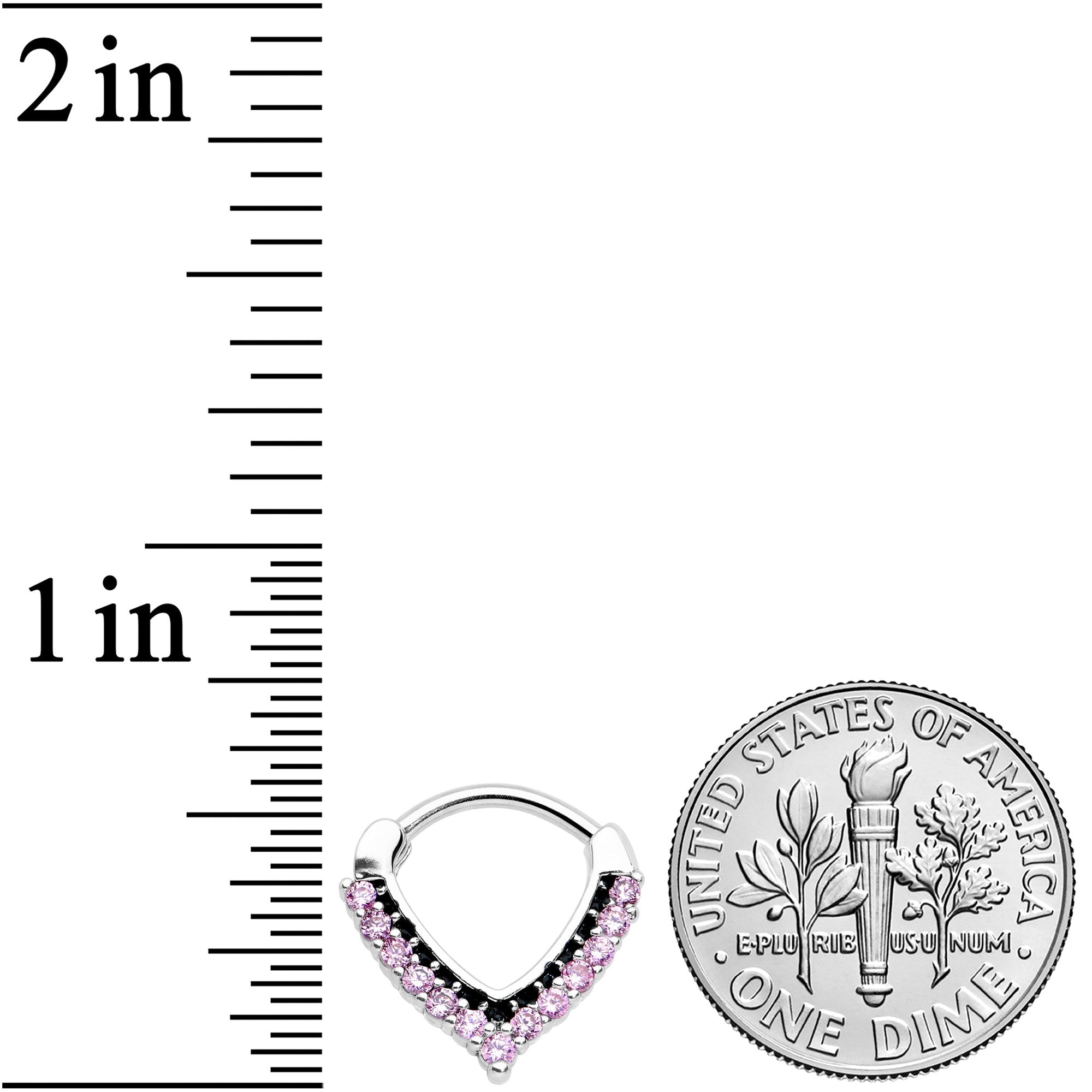 16G 5/16 Pink CZ Gem Classic Chevron Cartilage Clicker