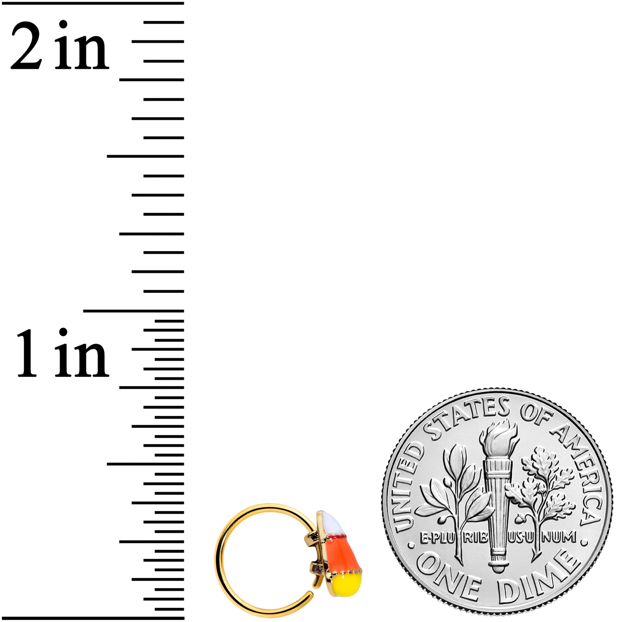 20G 5/16 Gold Tone Candy Corn Halloween Nose Hoop