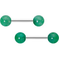 14G 1/2 Elegant Green Jade Barbell Nipple Ring Set