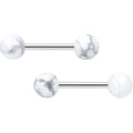 14G 1/2 Elegant White Howlite Barbell Nipple Ring Set