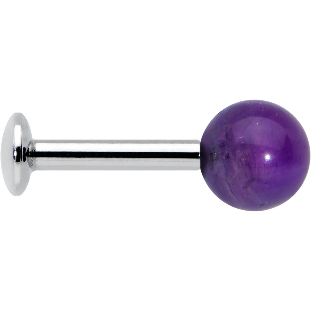16G 1/4 Elegant Purple Amethyst Internal Threaded Labret Tragus