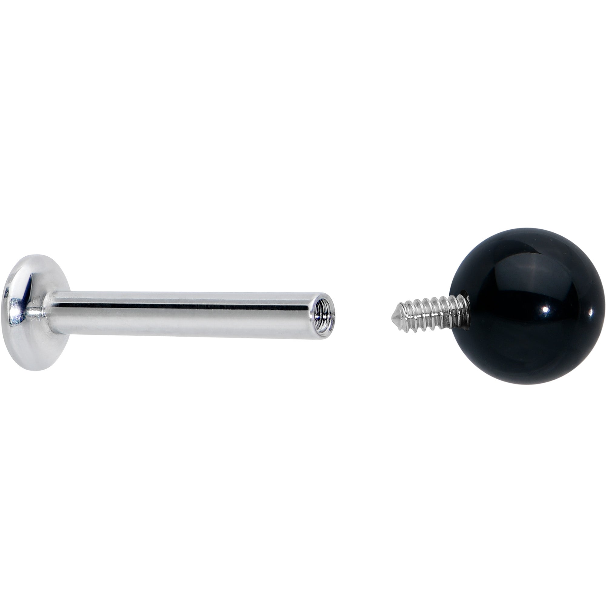 16G 5/16 Elegant Black Agate Internally Threaded Labret Tragus