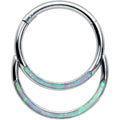 16G 3/8 Green Synthetic Opal Double Row Hinged Segment Ring