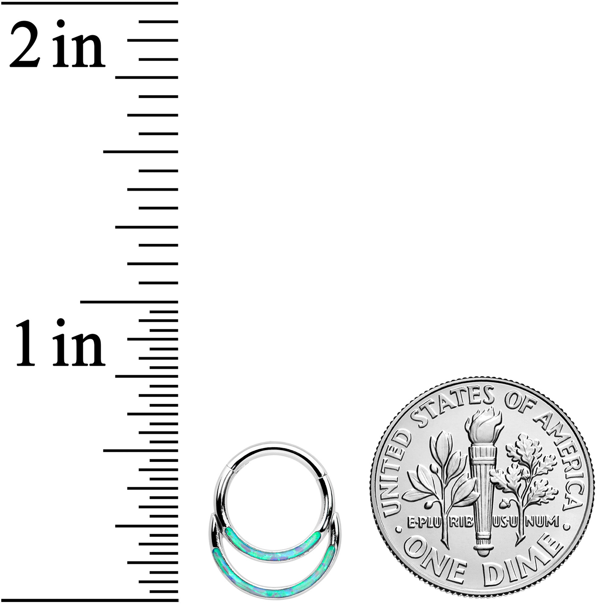 16G 5/16 Blue Synthetic Opal Double Row Hinged Segment Ring