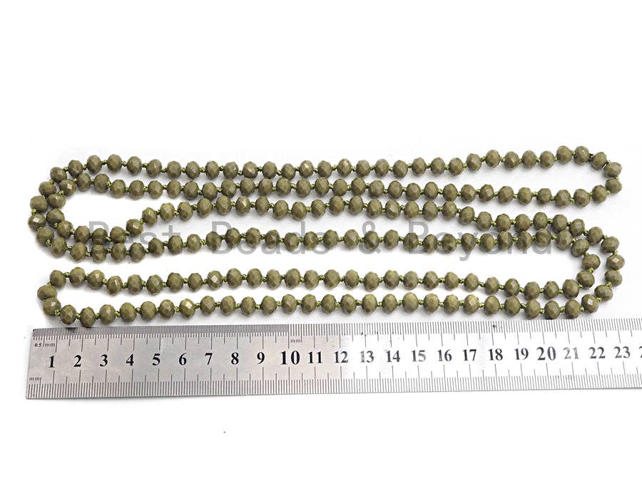 60 Extra Long Hand Knotted Crystal Necklace,Double Wrap Necklace, 5x8mm Rondelle Crystal Beads, SKU#D35