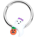16G 3/8 Trick or Treat Bow Ghost Halloween Hinged Segment Ring