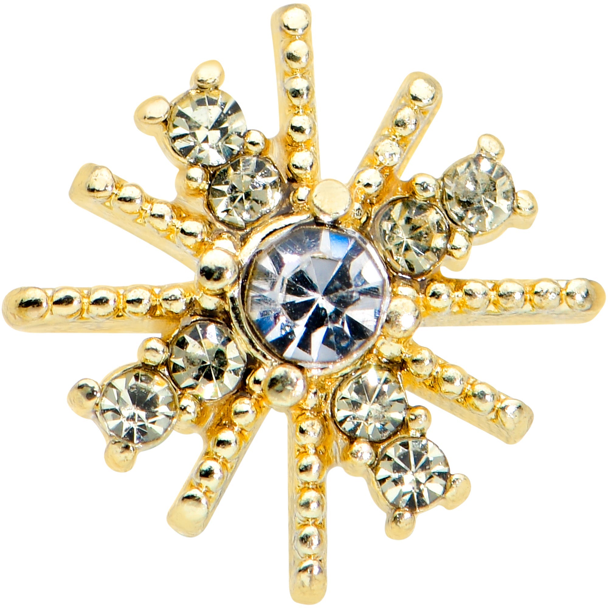 20G 7mm Clear Gem Gold Tone Star Christmas L Shape Nose Ring