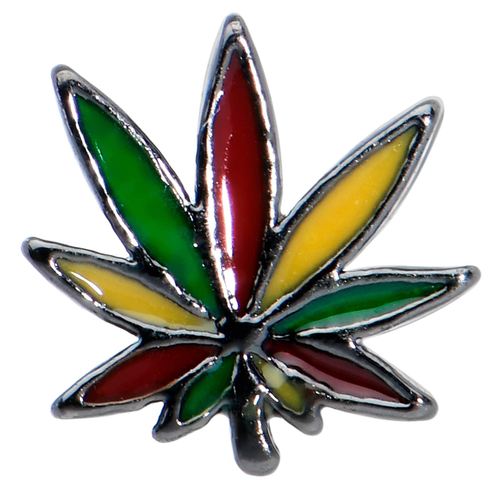 20G 1/4 Multicolor Pot Leaf L Shape Nose Ring
