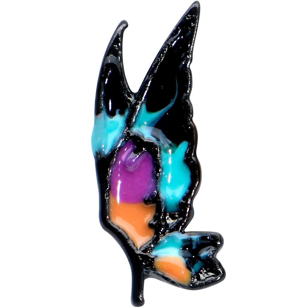 16G 1/4 Black Sunset Side Butterfly Cartilage Tragus Earring