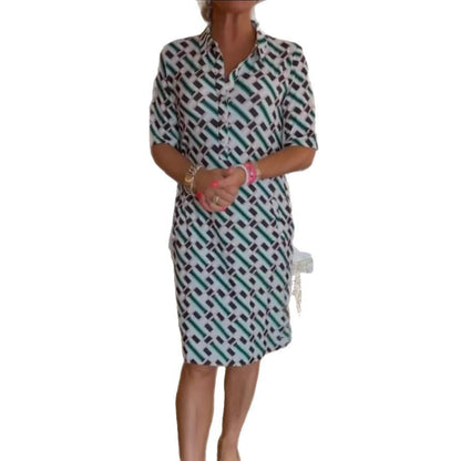 Geometric Patchwork Short-Sleeve Casual Dress