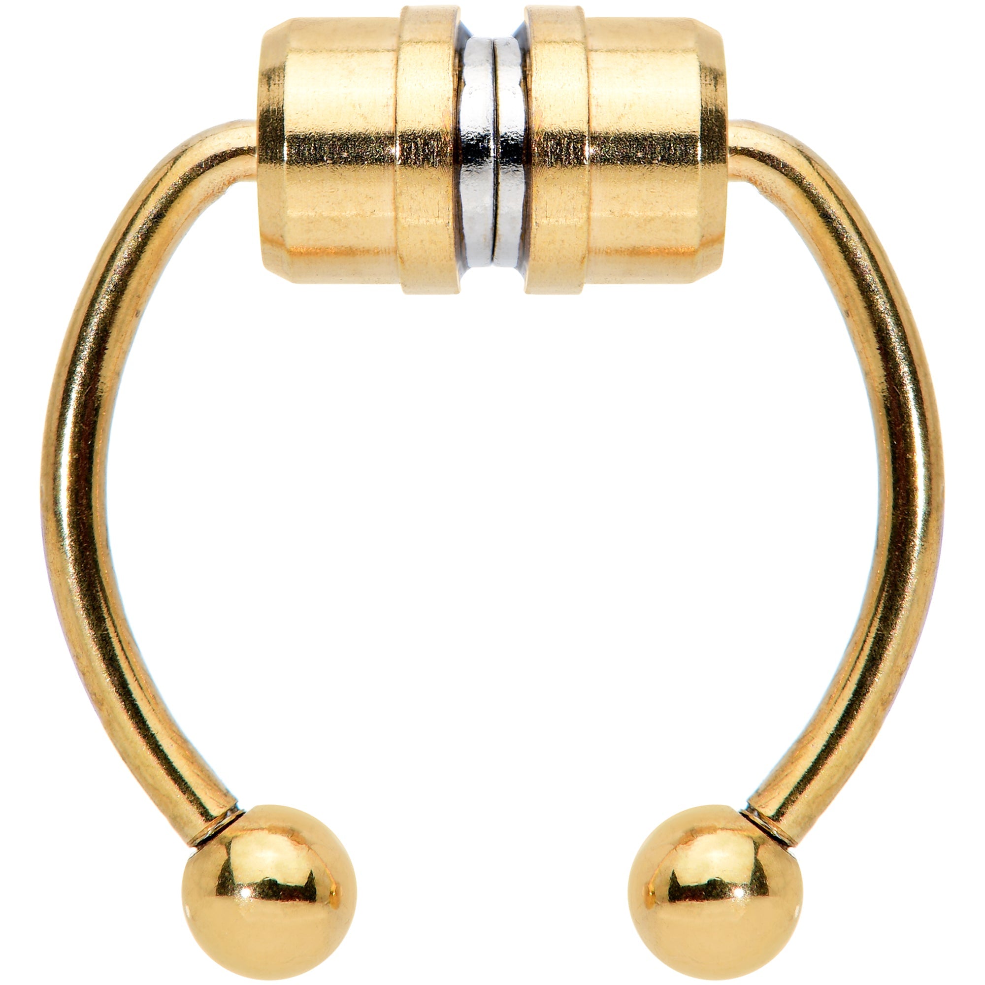 Gold Tone Magnetic Septum Ring Horseshoe Non-Pierced Fake Nose Ring