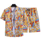 Floral Shirt Set Short Sleeves Retro All-over Floral Print Trendy