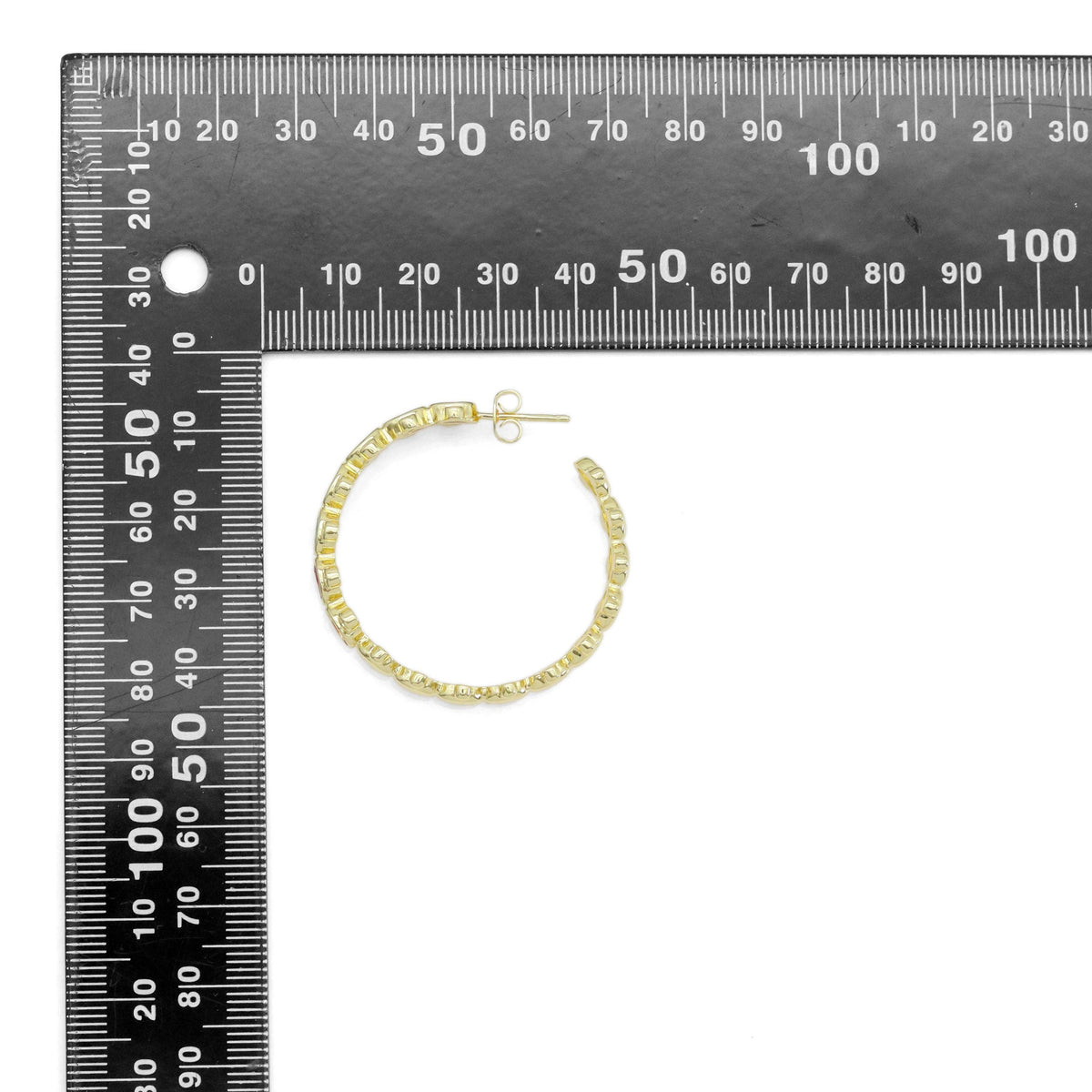 Colorful Oval CZ Gold Hoop Earrings, Sku#LD531