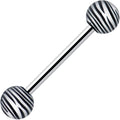 Matte Black Zebra Stripe Barbell Tongue Ring