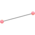 14G Matte Pink Splatter Pattern Ends Industrial Barbell 38mm