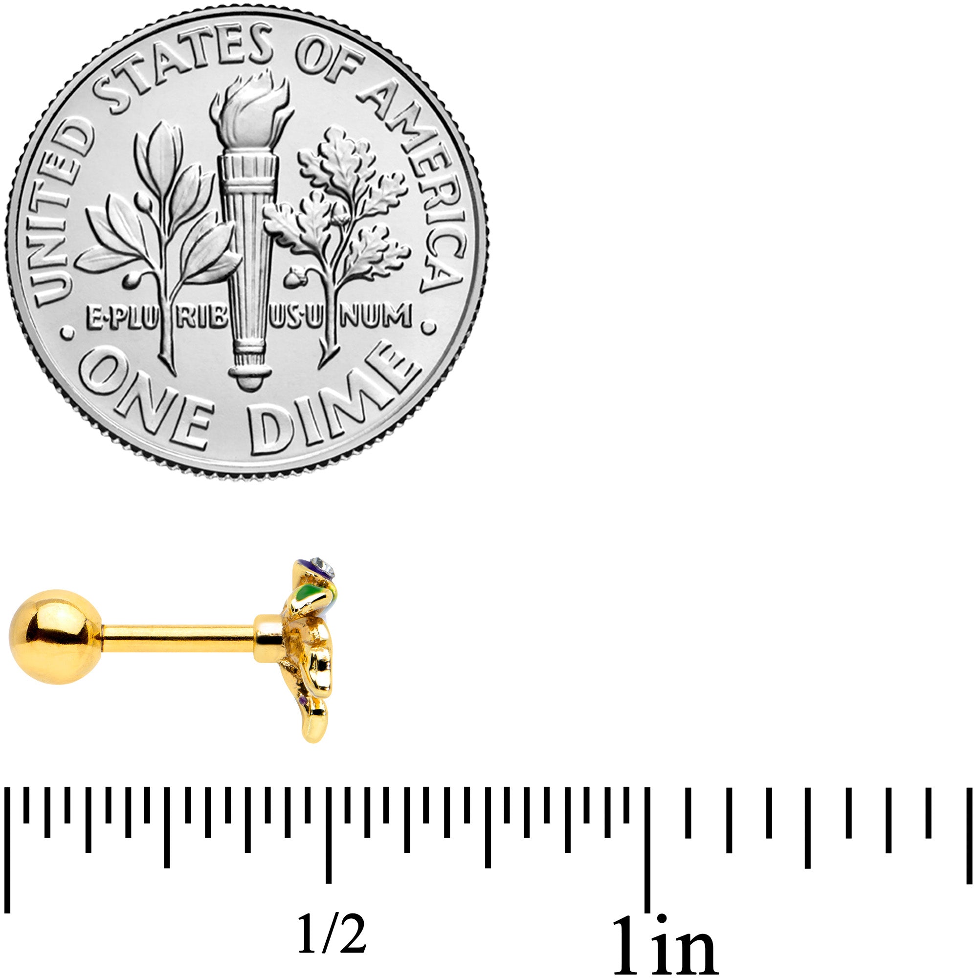 16G 1/4 Clear Gem Gold Tone Iris Flower Cartilage Tragus Earring